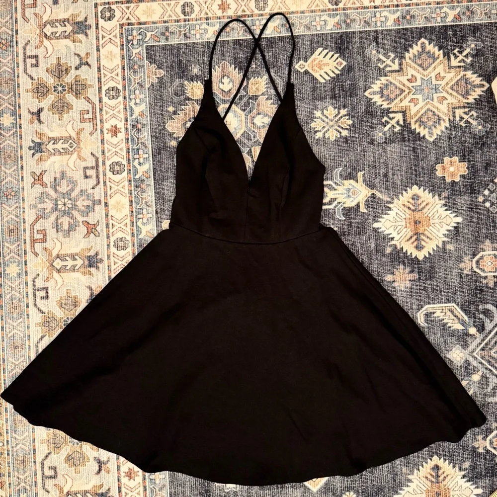 Lulus Women’s Believe in Love Black Backless Skater Dress Size Medium - Picture 4 of 14